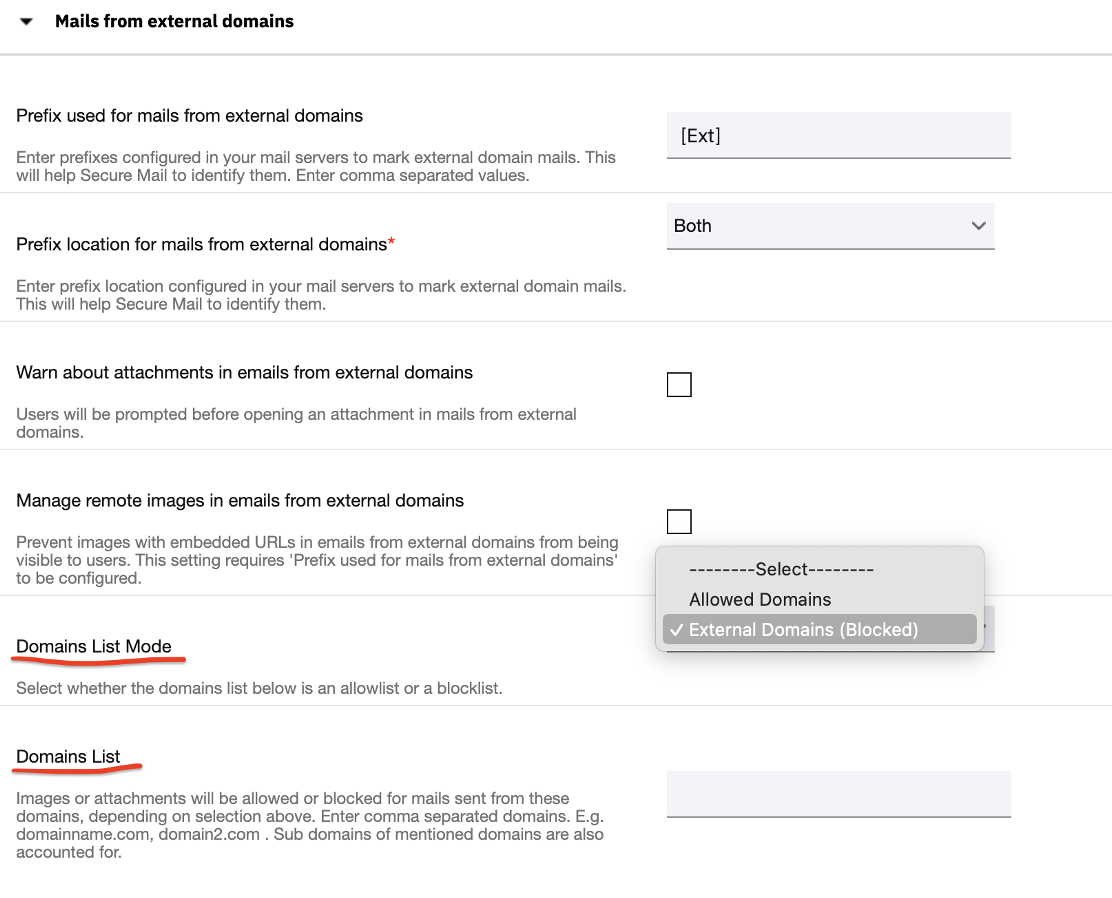 Mails From External domains After